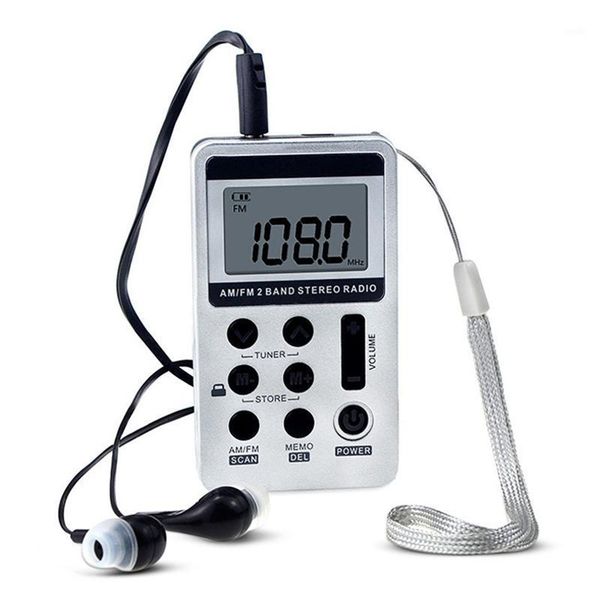 

black/white mini radio am fm dual band stereo radio fashion led digital display with earphone universal portable receiver1