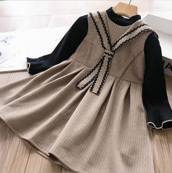 

clothing sets girls wholesale baby girl 2pcs set black t shirt+bow sleeveless party tutu dress kids suits outfits children cloth, White