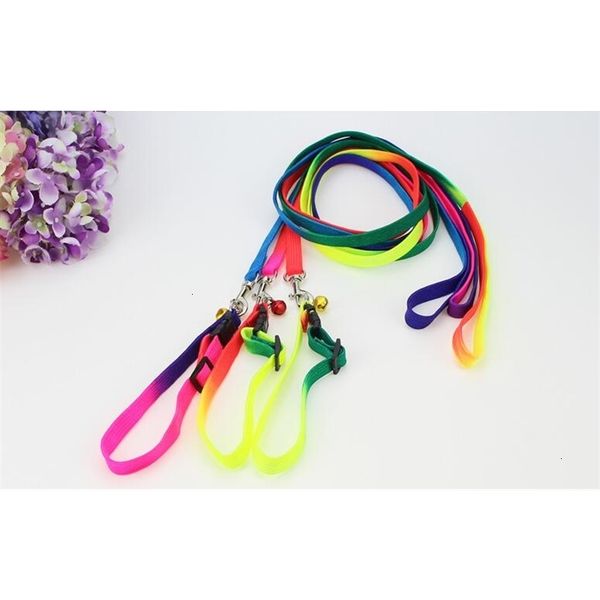 

dog 120cm leash rainbow collar pet soft walking harness lead colorful and durable traction nylon rope gga832 p