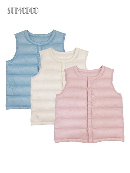 

sumcico kids ultralight down vest boys girls down waistcoat puffy padded warm vest jacket single-breasted sleeveless age2-14y 0930, Camo