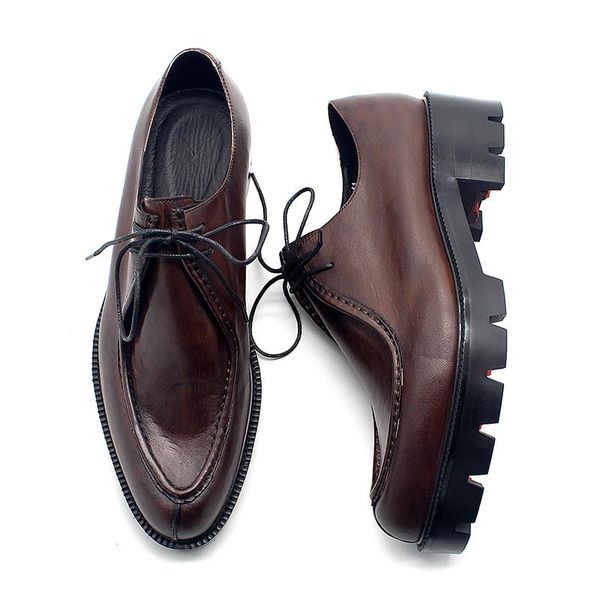 

2020 коричневый черный толстый каблук кожа коровы мужчины oxfords мода горячие человек формальные бизнес обувь, Black