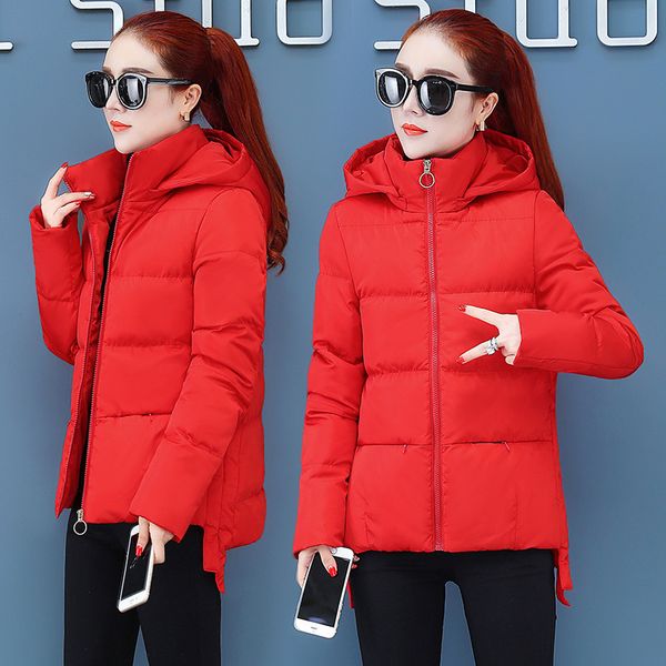 

down short thickened mom 2020 new winter loose coat large women's cotton padded jacket, Black
