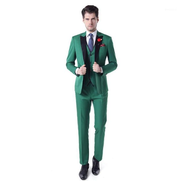 

men's suits & blazers 2021 green slim fit groom tuxedos collar men's suit groomsman/bridegroom wedding/prom (jacket+pants+vest)1, White;black