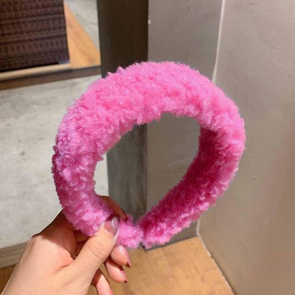 

2020 cute sweet thicken fur headband hair bands for women sweet candy color hair hoop cashmere wide hairbands hair accessories q bbylhd