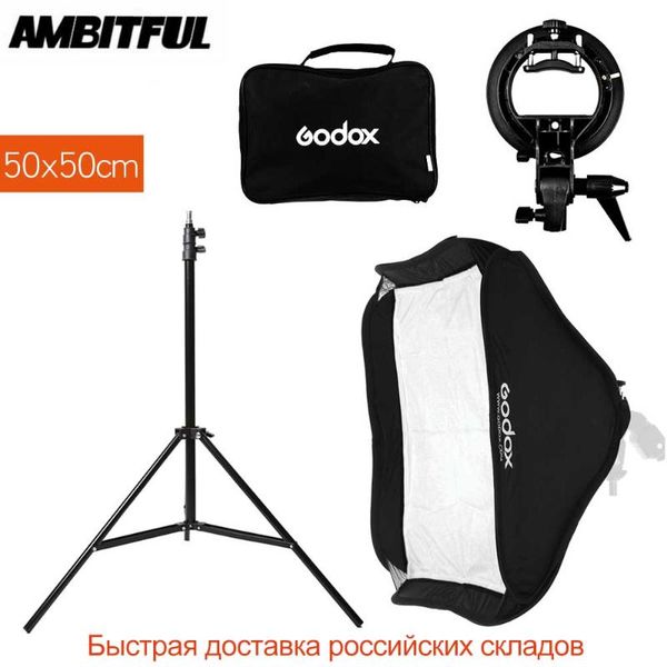 

godox 50 x 50cm / 20 x 20inch flash speedlite softbox + s type bracket bowens mount kit + 2m light stand for camera pgraphy
