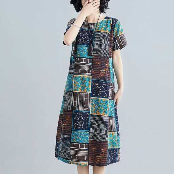 

летняя новый свободный и тонкие длинный печататься юбкой женщины средней длиной платье тонкой мамы-линии юбки 8ayr4 крупных женщин, Black;gray