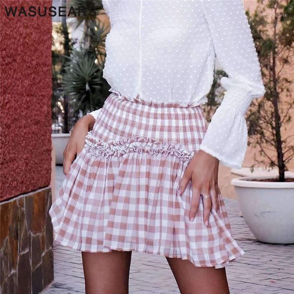 

womens high waisted skirt vintage plaid pleated skirt ruffle mini korean streetwear women skirts casual female 20201, Black