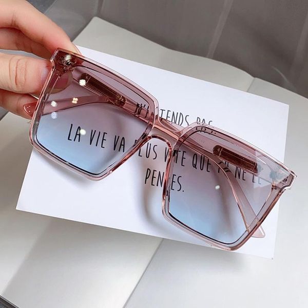 

vintage oversized vierkante zonnebril voor vrouwen nieuwe mode thee blauw zonnebril vrouwelijke elegante shades mannen, White;black