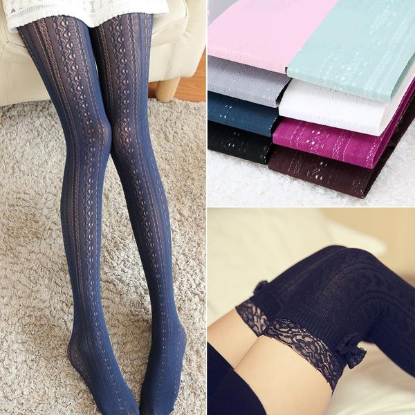 

autumn winter stockings girls women over knee thigh high over the knee stockings for ladies female warm tights pantyhose, Black;white