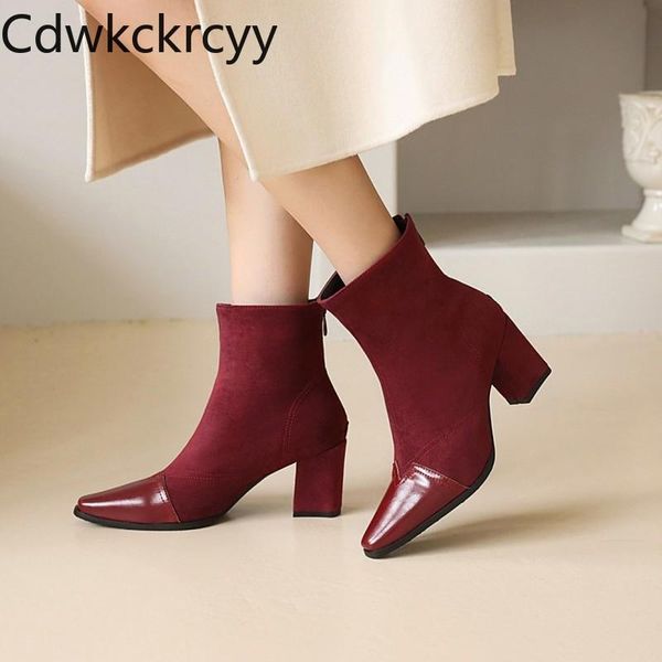 

winter the new fashion pointed zipper martin boots black beige brown red wine banquet high heels women boots size 34-48