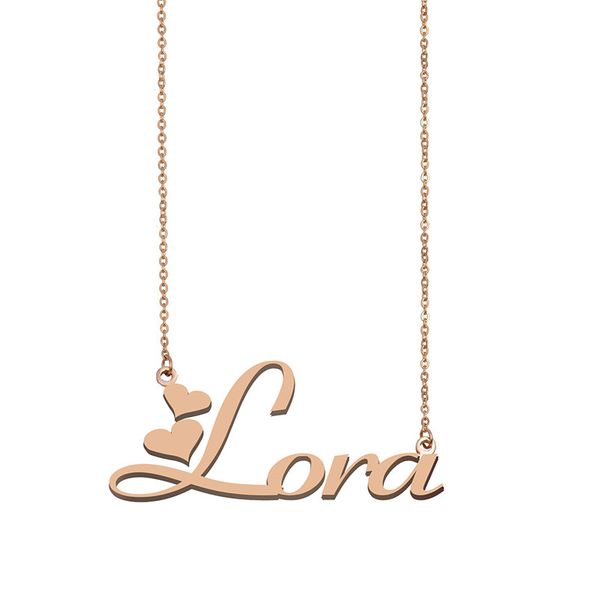 

lora name necklaces pendant custom personalized for women girls children friends mothers gifts 18k gold plated stainless steel, Silver
