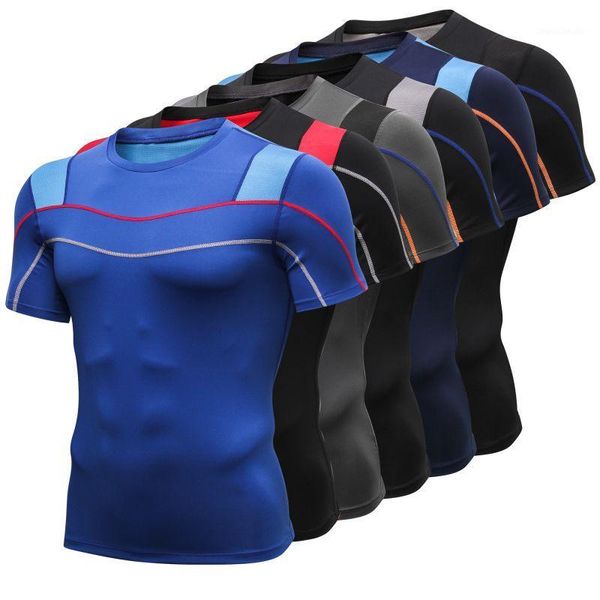

running jerseys men t shirt sport tees quick dry fitness gym men's shirts short sleeve sportswear workout 1, Black;blue