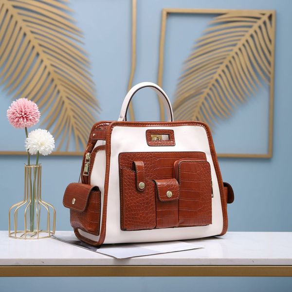 

2020 fashion pu portable straddle women's bag trend color contrast bags