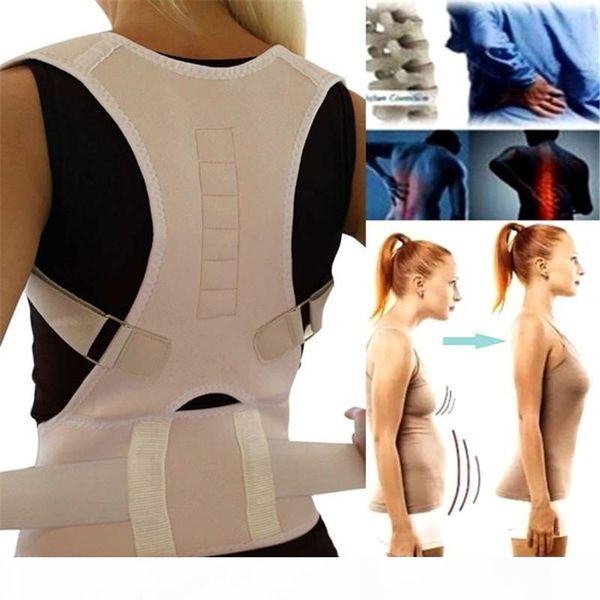

adjustable magnetic posture back support corrector belt band belt brace shoulder lumbar strap pain relief posture waist trimmer