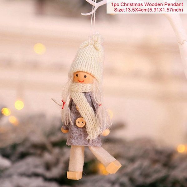 

fengrise cute angel doll девушка горнолыжная подвеска елочных для дома деревянные украшения рождественской елки xmas подарков для детей bbyx