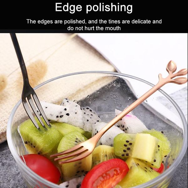 

4pcs creative branch leaves spoon fork stainless steel coffee stirring spoon fruit fork teaspoon bar tableware h bbyfju