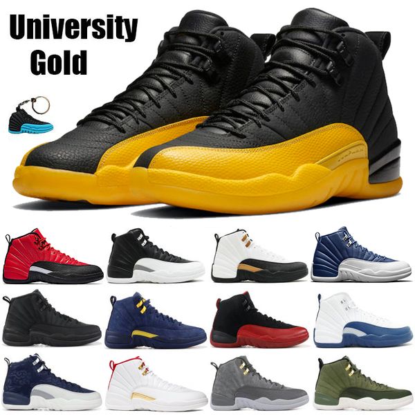 

mens basketball shoes 12s indigo winterized wntr 12 university gold dark grey flu game reverse taxi jumpman men women sneakers trainers