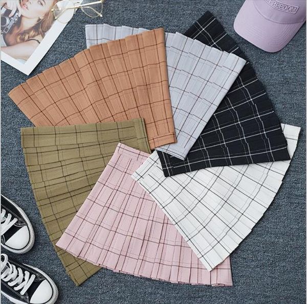 

весна и лето новый плед плиссированные юбки высокой талией женщины колледжа юбки падения высокого качества перевозкы груза, Black