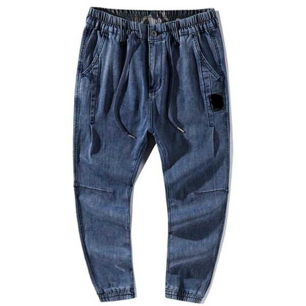 

2021 men's brem pants hip hop hare elastic waistband jeans blue male slacks loose breech low crotch breeches r9zx