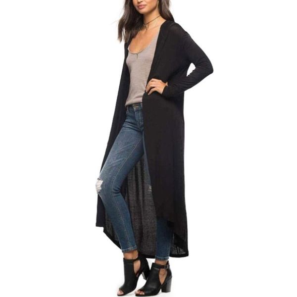 

длинный кардиган свитер женщины 2020 весенний ранний осенний стиль высокого уличного стиля твердая элегантная девушка классическая черная ар, White