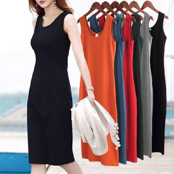 

s-3xl 5colors big size sleeveless slim body-con basic dresses tanks vest ladies dress strap solid party dress summer, Black;gray