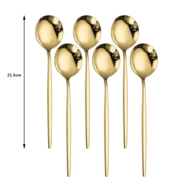 

12 colors spoon set 6-piece stainless steel flatware set mirror dinner spoon cutlery kitchen flatware tableware dropshipping