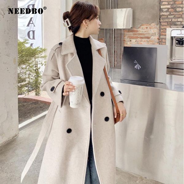 

needbo faux fur coat women jacket long streetwear wool warm teddy jacket coat oversize 2021 outerwear soft fluffy women, Black