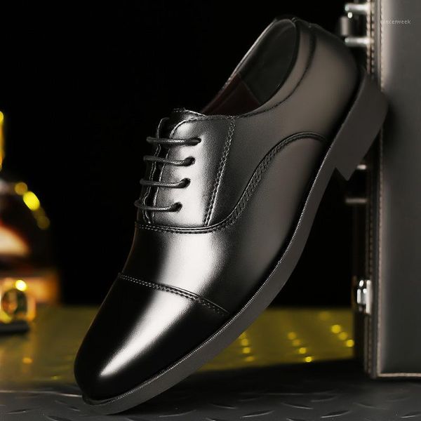 

dress shoes mazefeng 2021 formal men pointed toe leather oxford for fashion footwear 38-451, Black