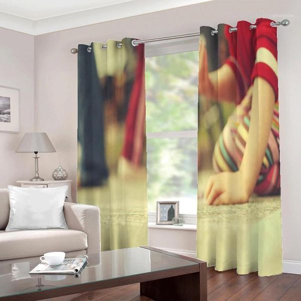 

custom any size romantic colored fabric street character for living room bedroom blackout drapes sets (left and right side)1