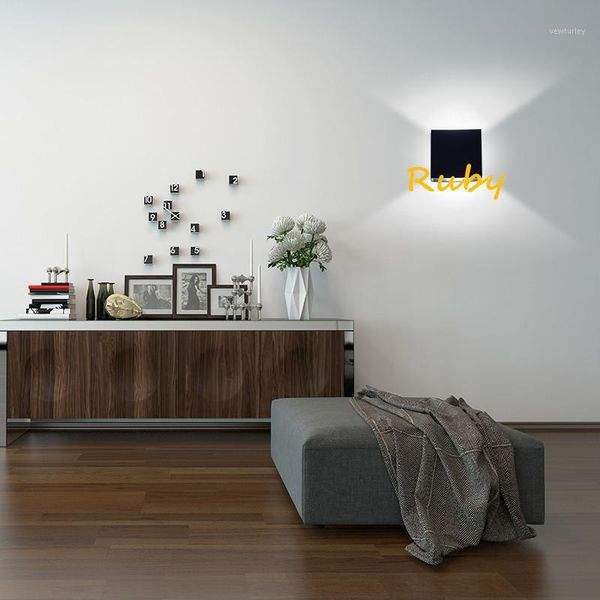 

wall lamp modern brief 6w lampada rectangle light dimmable 110v 220v surface mounted indoor bulb lighting 5pcs ondenn1
