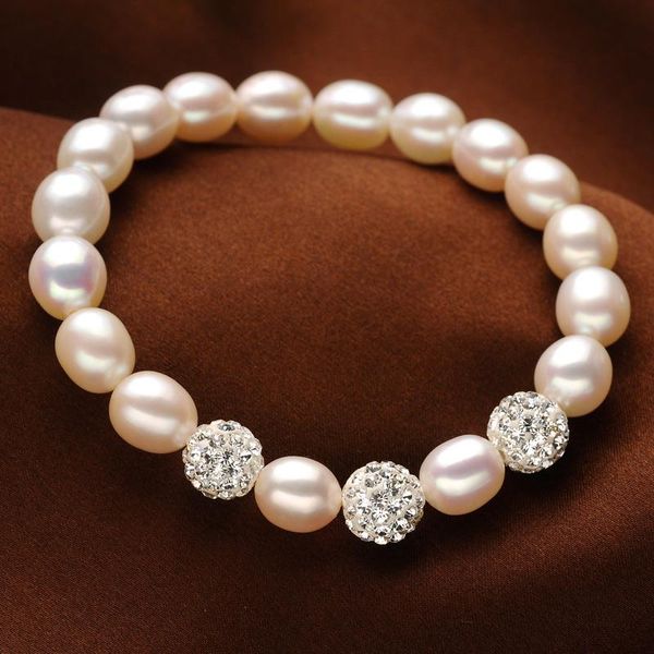 

oshuer высокое качество 8-9мм ювелирные изделия в стиле барокко браслет натуральный белый пресной воды pearl браслет для выбора подарка крис, Black