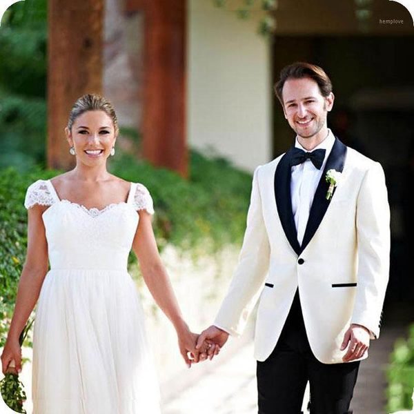 

costume homme ivory black shaw lapel groom tuxedo men suits for wedding man blazer groomsmen suit terno masculino 2pcs1, White;black