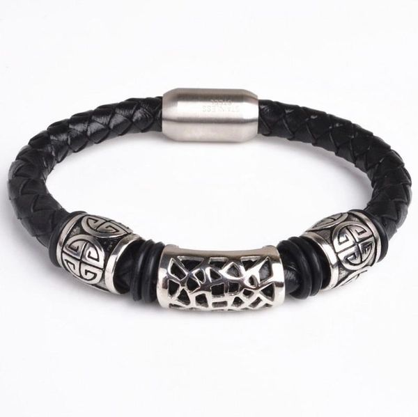 

charm bracelets personality simple fashion men's cross braided leather bracelet classic sports accessories, Golden;silver