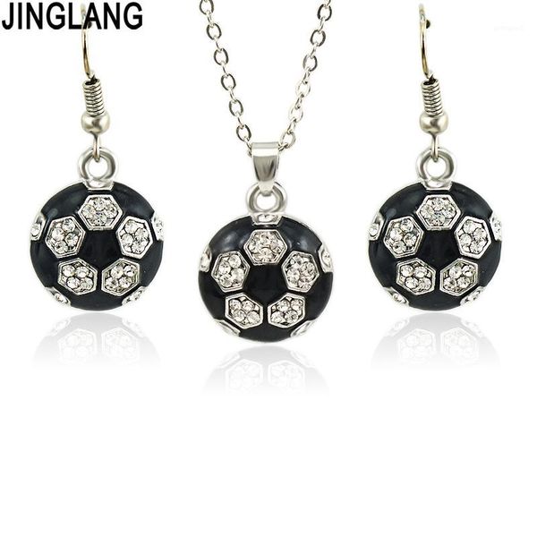 

earrings & necklace jinglang wedding jewelry football shape pendant necklaces& sets party gift1, Silver