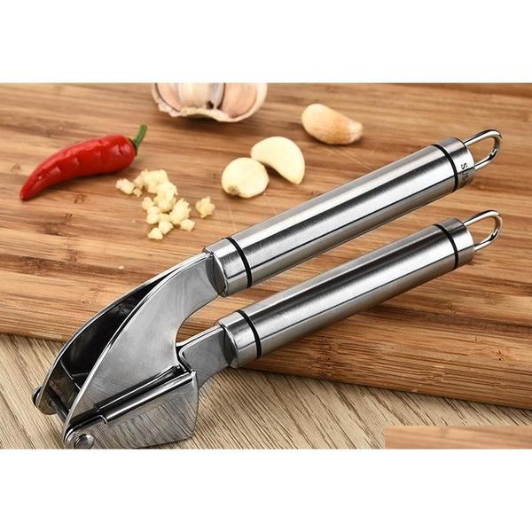

stainless steel garlic press crusher ginger tool kitchen hand movement mincer garlic peeler ginger crush jlllda xhlight