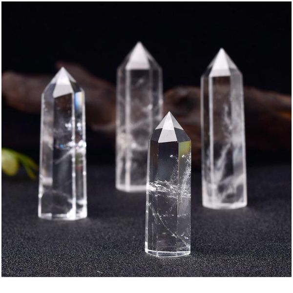 

natural crystal clear quartz transparency quartz point healing stone hexagonal prisms 50-80mm obelisk wand stone home d qylwqi, Black