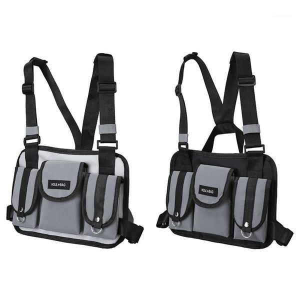 

outdoor bags men women functional harness chest bag pack fashion rig reflective vest hip hop streetwear waist packs1