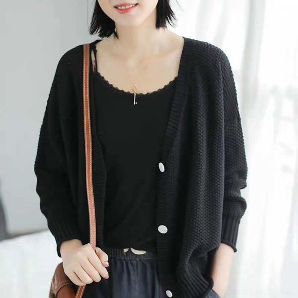 

zi6yk wear knitted cardigan women's autumn kw5 new loose large lazy style art coatcoat kw5 knitted larg women's autumn wear new lo, White;black