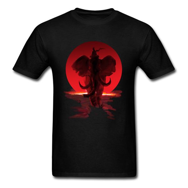 

2018 cool men black t shirt elephant silhouette sunset painting male art design t shirts group custom sport hooded sweatshirt hoodie
