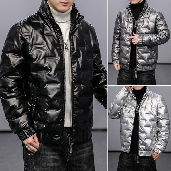 

New warm Korean version regular winter loose and fashionable men's stand collar down et, Black