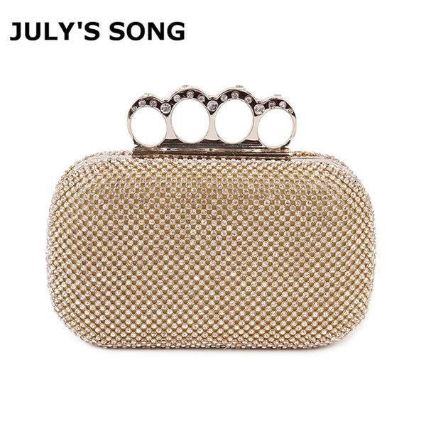 

crystal clutch bags clutches purse rhinestones wedding handbags silver/gold/black finger ring evening bag y201224