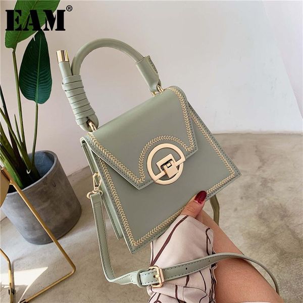 

shoulder bags [eam] women vintage small handbag pu leather flap personality all-match crossbody bag fashion tide 2021 18a1647