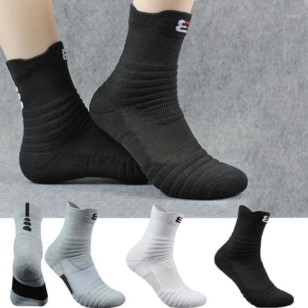 

new men outdoor sports socks basketball socks men casual cycling compression cotton towel bottom men's1, Black
