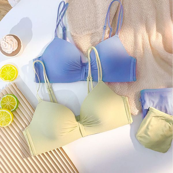 

wasteheart women fashion blue green lingerie cross back straps one-piece cotton panties wireless bra sets underwear, Red;black