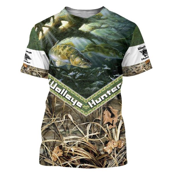 

men 3d walleye fishing printed cool qdy001 3d print shirts kawaii horror funny men clothing