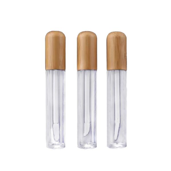 

5ml vintage bamboo lip gloss packing bottle refillable lips balm tube empty cosmetic container packaging lipbrush diy tubes