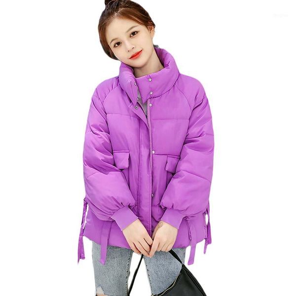 

new women short cotton jacket korean winter jacket coat thick warm down cotton loose casual parka overcoat1, Black