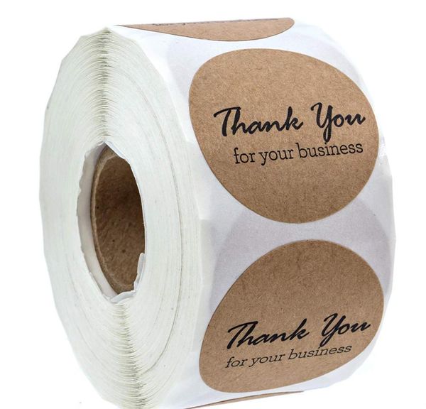

500pcs thank you for supporting my business kraft stickers with gold foil round labels sticker for small shop jlllag sinabag