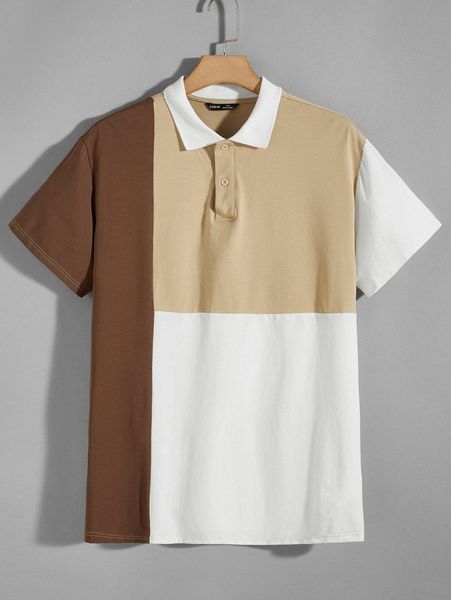 

men colorblock polo shirt o6ku#, White;black