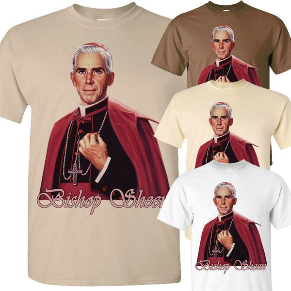 

bishop sheen v1 christian t shirt sizes s - 6xl brown khaki white homme plus size tee shirt sport hooded sweatshirt hoodie
